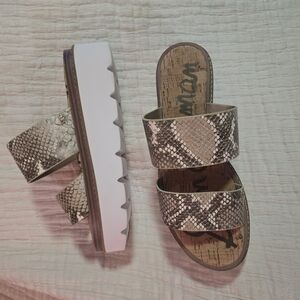 Sam Edelman Snake Print Sandals - Brown and White